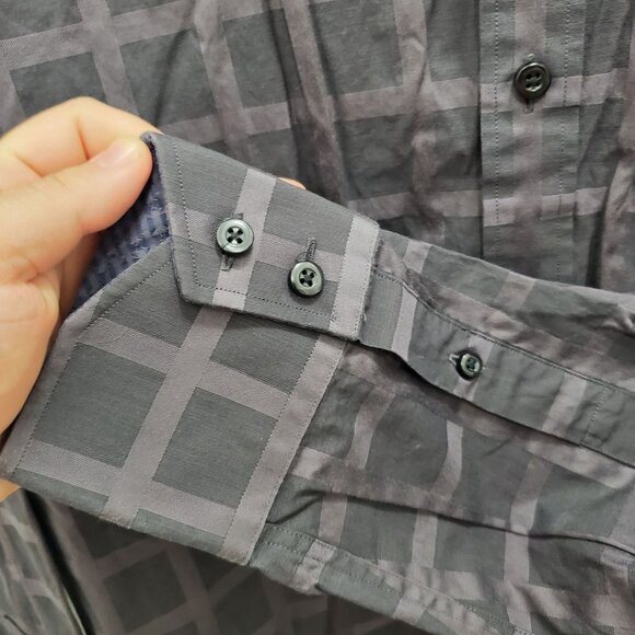 Thomas Dean Men's Big & Tall Windowpane Plaid Cotton Long Sleeve Button Up 2XLT - Picture 2 of 8